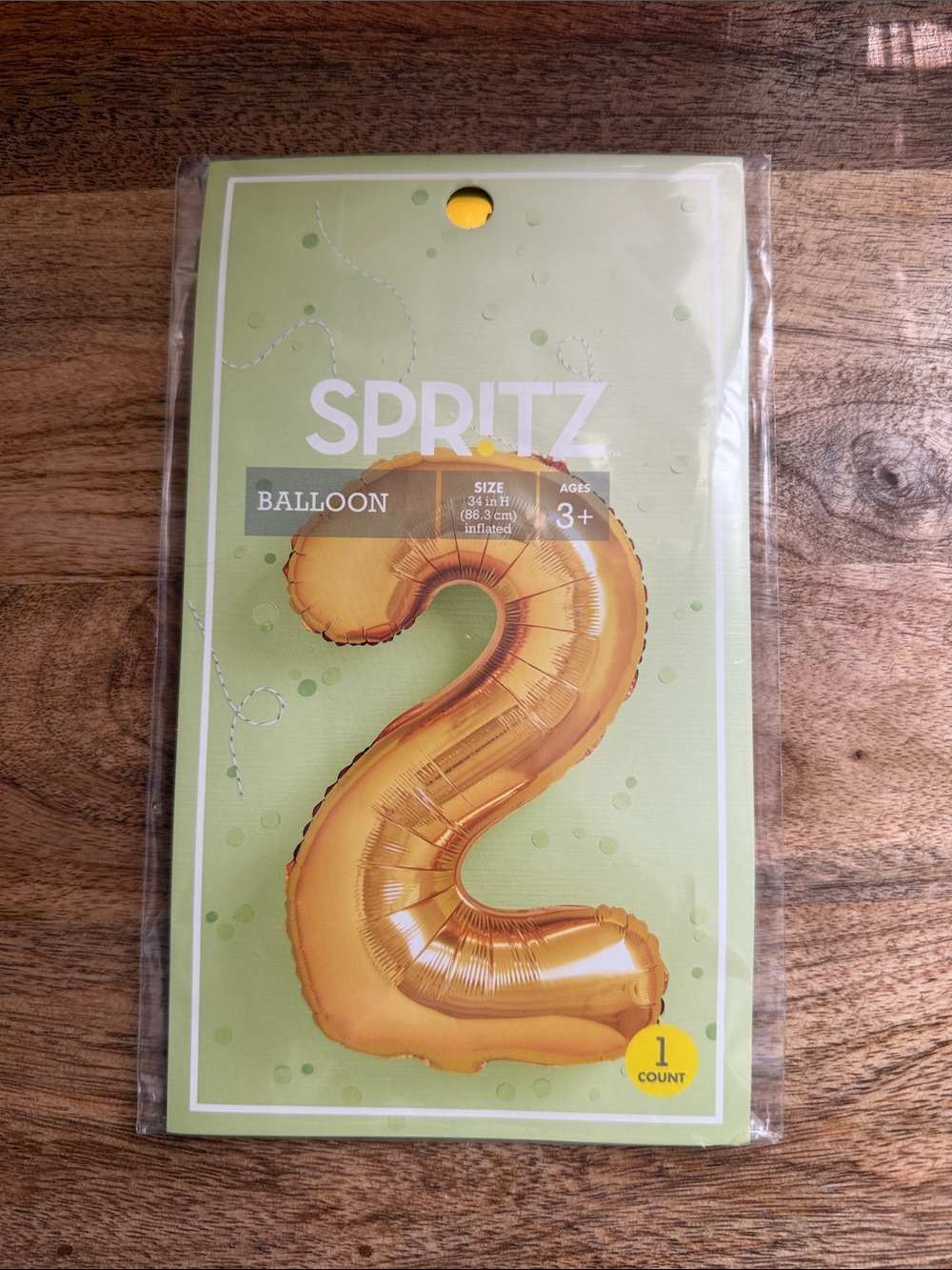 Spritz Gold Foil Number 2 Party Balloon